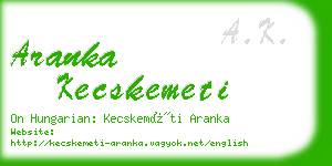 aranka kecskemeti business card